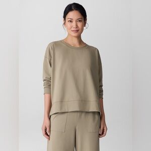 NWT Eileen Fisher Pima Cotton Stretch Jersey Box-Top in Twig